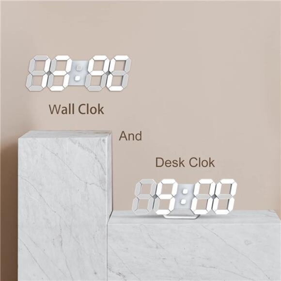 Led Digital Alarm, 3D Wall Clock Desk Auto Dimming 12/24 Hour Date Temperature - Picture 3 of 7